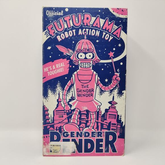 Futurama Gender Bender Robot Wind Up Toy Rocket USA 2001 Collectible Boxed - Picture 13 of 16